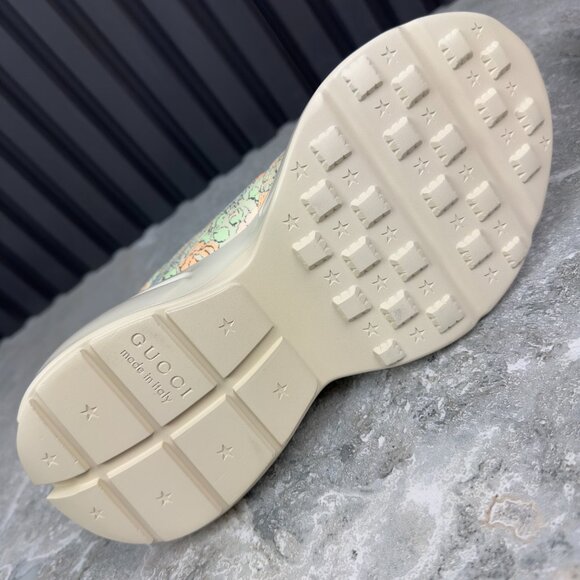 GUCCI Liberty Rhyton Floral Muticolor Canvas Sneaker Leather 8.5 US 38.5 EUR - Picture 14 of 16